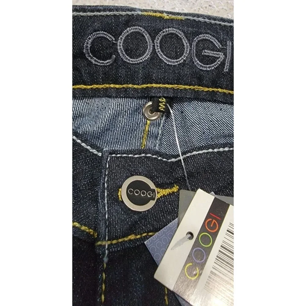 Coogi Women's Skinny Jeans Denim Faux Leather Pocket Blue Size 14W NEW with Tags